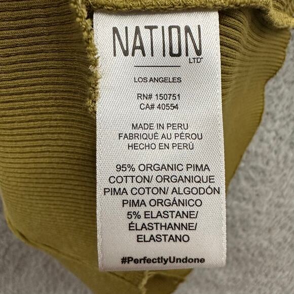 Nation Ltd XS‎ Fitted Green Balloon Short Sleeve Stretchy Casual Organic Cotton - Picture 7 of 12
